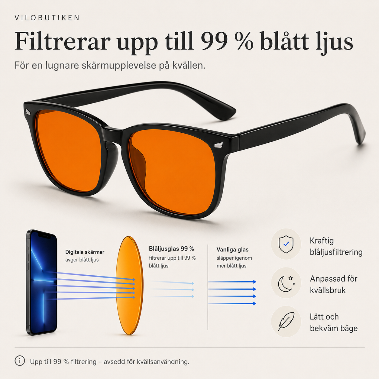 Blåljusglasögon - 99% Filter
